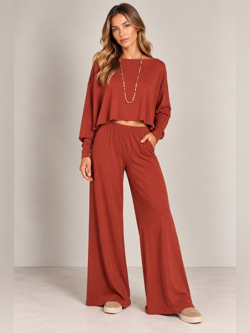 Free People long pant set  - rust clay